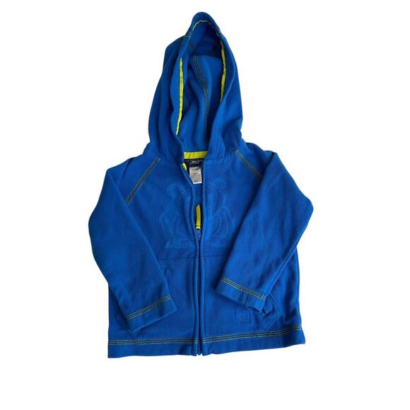 REI Boys Toddler Size 18MO Zip Up Lightweight Fleece Jacket Embroidered Hoodie - Picture 1 of 8